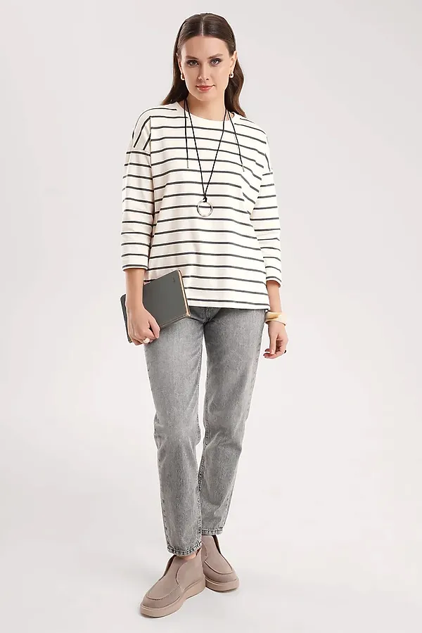 Джемпер CLEVER, молочный/т.серый - фото 2