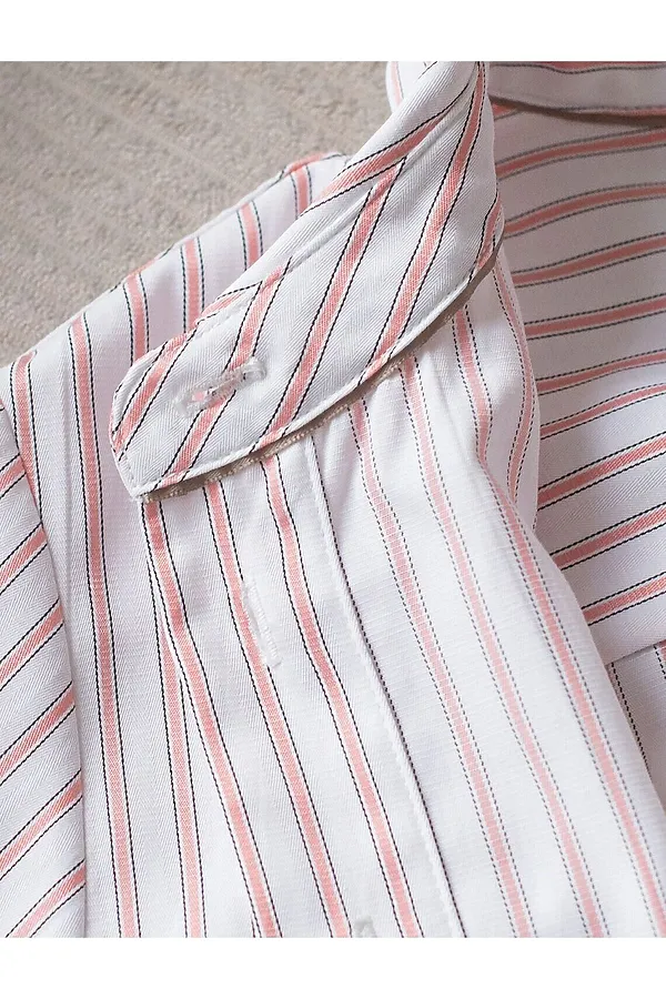 Укороченная блузка с рукавами буфами и с кулиской по низу из эластичного хлопка VILATTE, белый-коралловый - фото 2