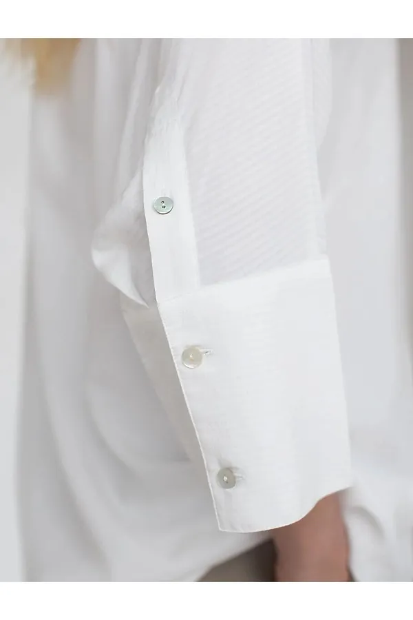 Блузка с цельнокроеным рукавом 3/4 из эластичного хлопка VILATTE, белый - фото 2