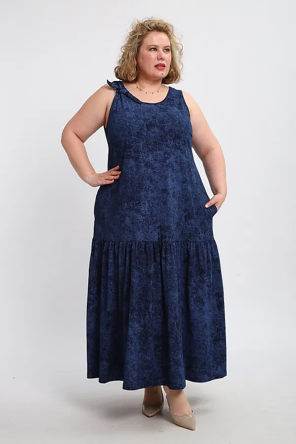 Сарафан летний длинный 002 НАТАЛИ, варенка синяя - фото 2