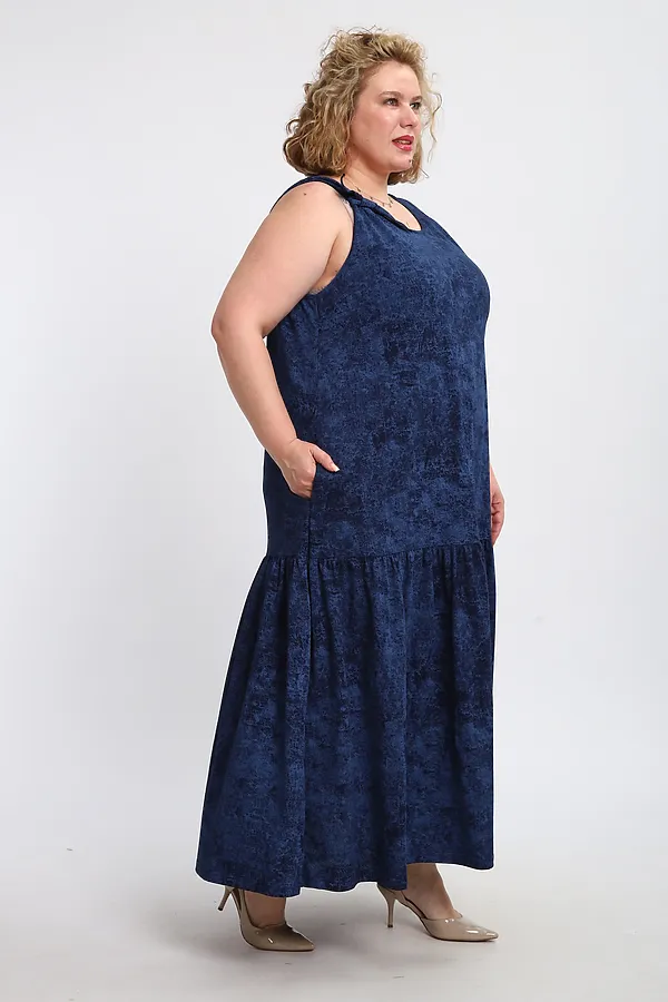 Сарафан летний длинный 002 НАТАЛИ, варенка синяя - фото 2