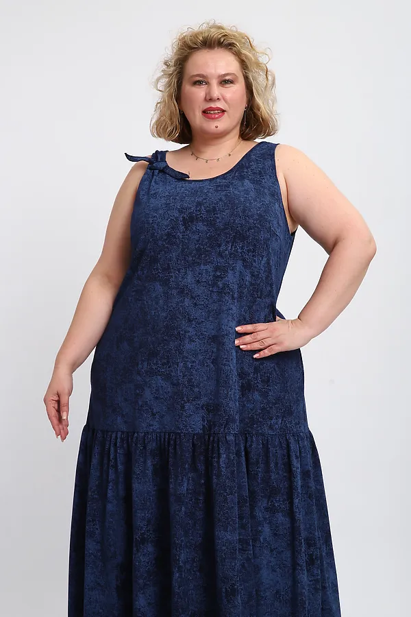 Сарафан летний длинный 002 НАТАЛИ, варенка синяя - фото 2