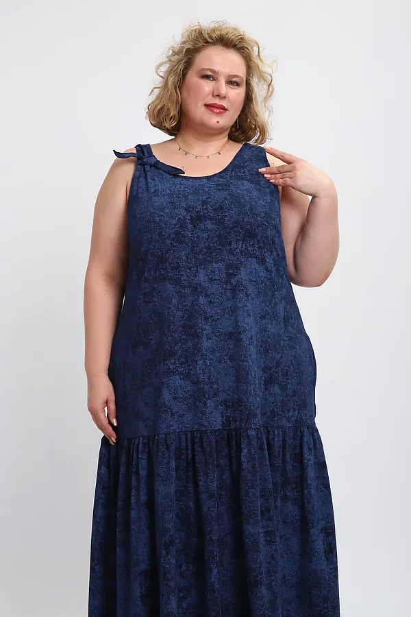 Сарафан летний длинный 002 НАТАЛИ, варенка синяя - фото 2