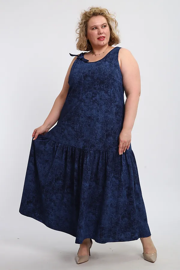 Сарафан летний длинный 002 НАТАЛИ, варенка синяя - фото 2