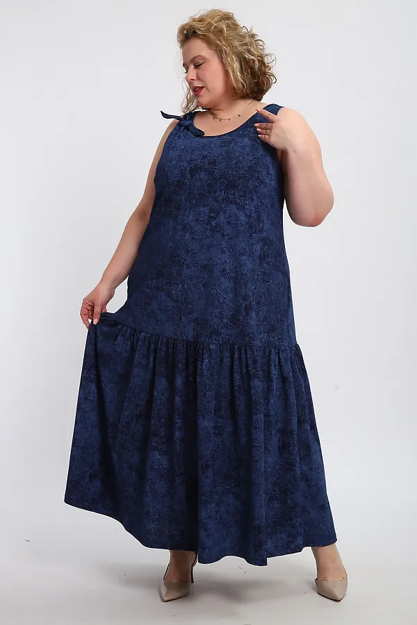 Сарафан летний длинный 002 НАТАЛИ, варенка синяя - фото 2