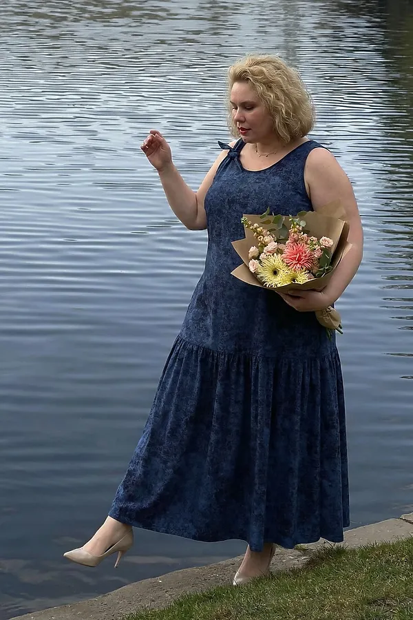 Сарафан летний длинный 002 НАТАЛИ, варенка синяя - фото 2