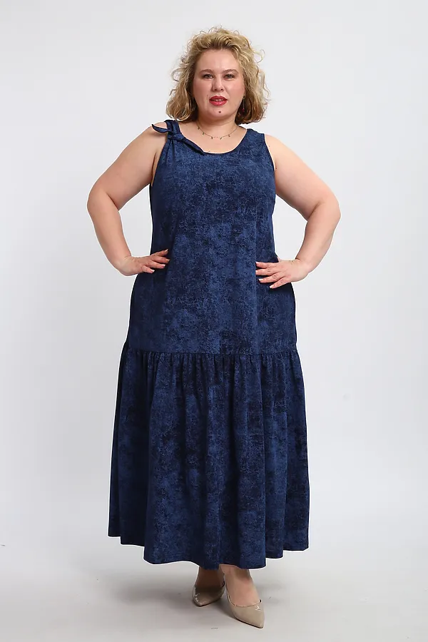 Сарафан летний длинный 002 НАТАЛИ, варенка синяя - фото 2