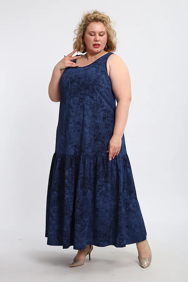 Сарафан летний длинный 002 НАТАЛИ, варенка синяя - фото 2