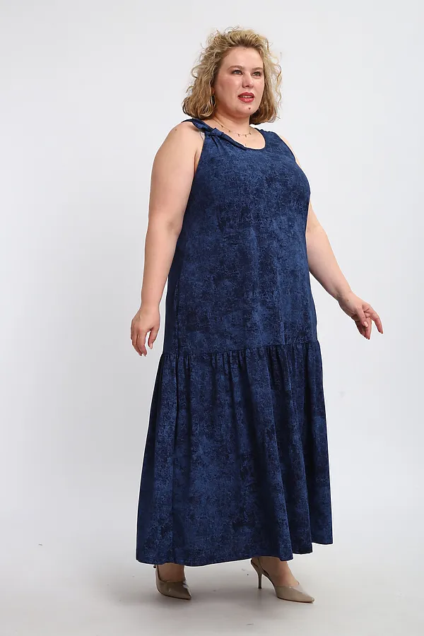 Сарафан летний длинный 002 НАТАЛИ, варенка синяя - фото 2