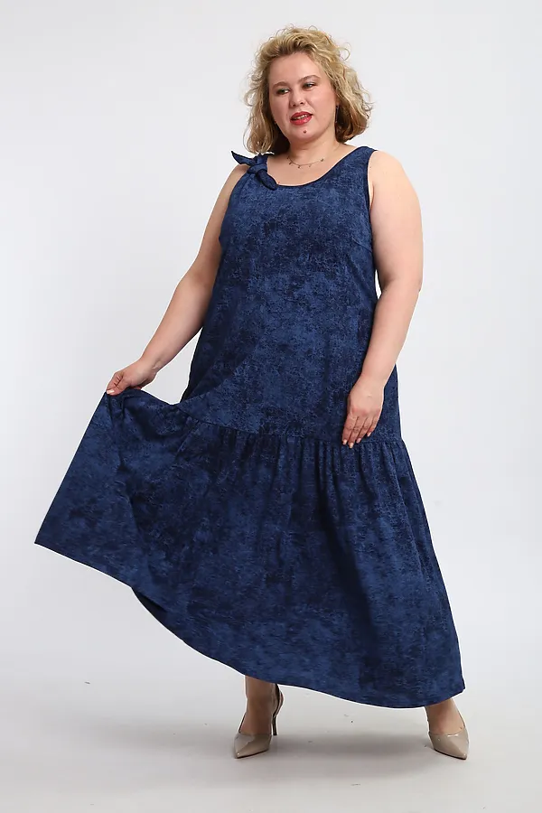 Сарафан летний длинный 002 НАТАЛИ, варенка синяя - фото 2