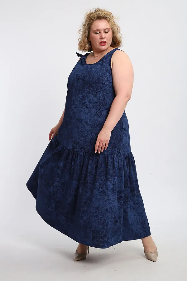 Сарафан летний длинный 002 НАТАЛИ, варенка синяя - фото 2