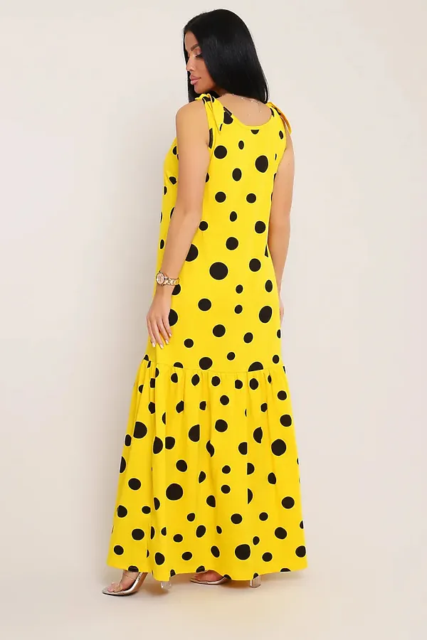 Сарафан летний длинный 002 НАТАЛИ, желтый горох - фото 2