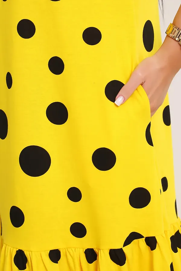 Сарафан летний длинный 002 НАТАЛИ, желтый горох - фото 2