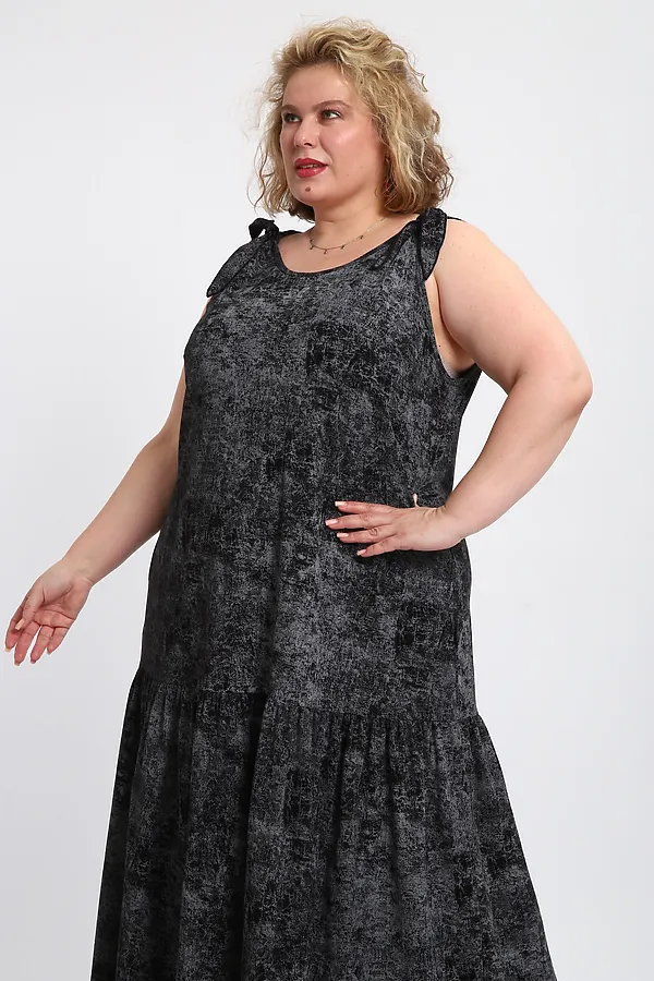 Сарафан летний длинный 002 НАТАЛИ, варенка черная - фото 2