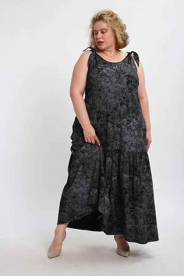 Сарафан летний длинный 002 НАТАЛИ, варенка черная - фото 2