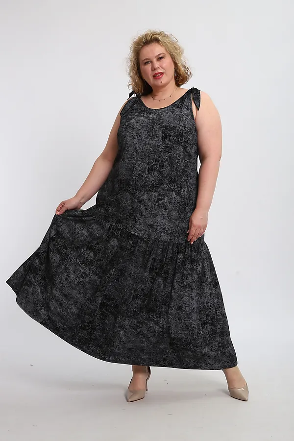 Сарафан летний длинный 002 НАТАЛИ, варенка черная - фото 2