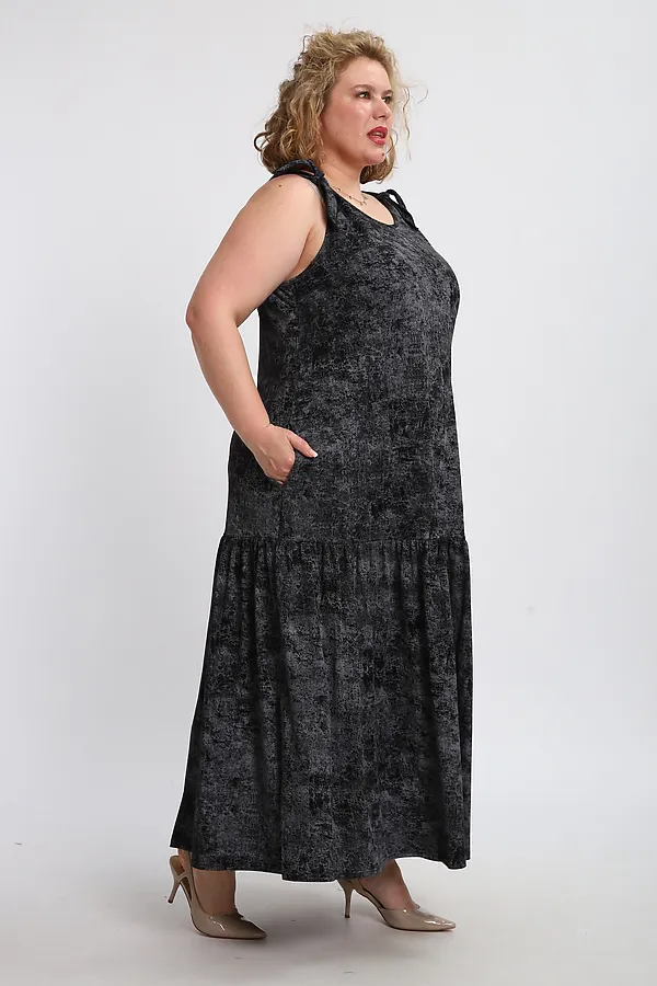 Сарафан летний длинный 002 НАТАЛИ, варенка черная - фото 2