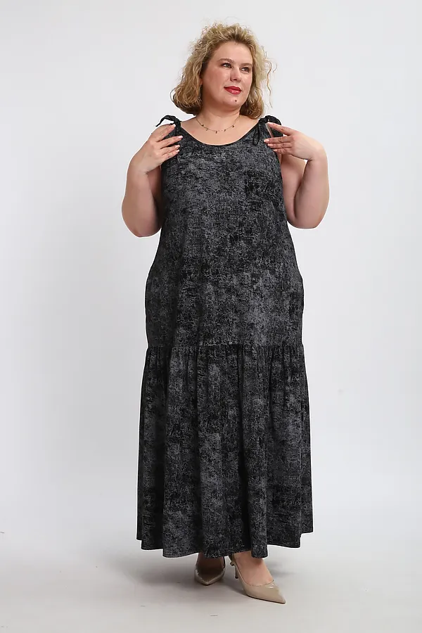 Сарафан летний длинный 002 НАТАЛИ, варенка черная - фото 2
