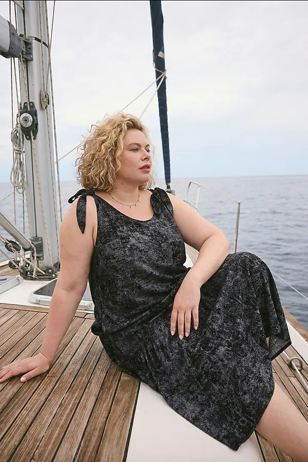 Сарафан летний длинный 002 НАТАЛИ, варенка черная - фото 2