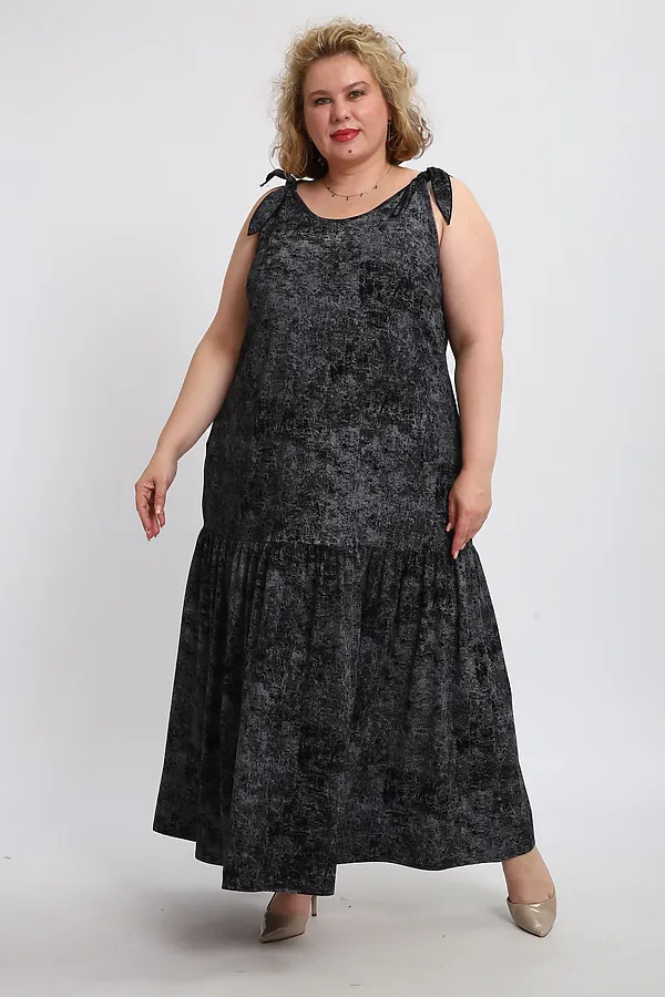 Сарафан летний длинный 002 НАТАЛИ, варенка черная - фото 2