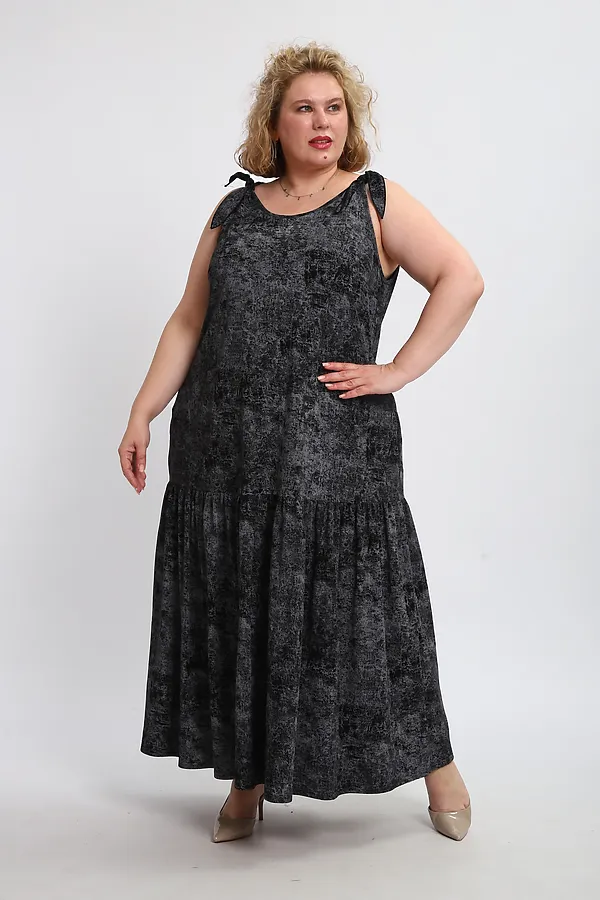 Сарафан летний длинный 002 НАТАЛИ, варенка черная - фото 2