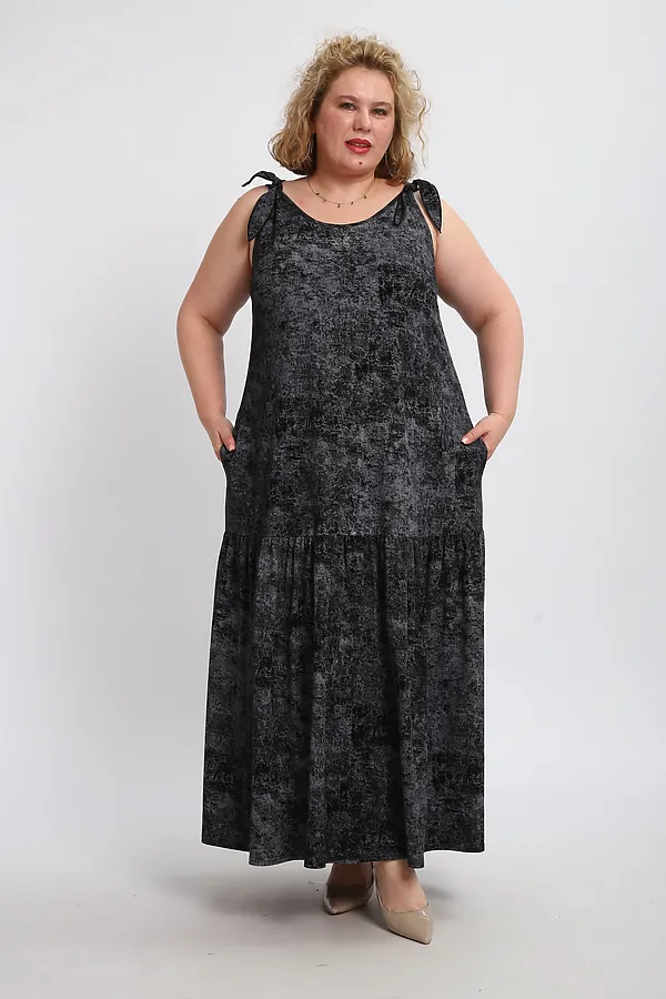 Сарафан летний длинный 002 НАТАЛИ, варенка черная - фото 2