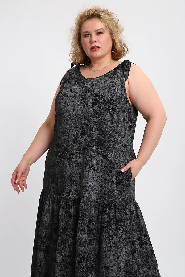 Сарафан летний длинный 002 НАТАЛИ, варенка черная - фото 2