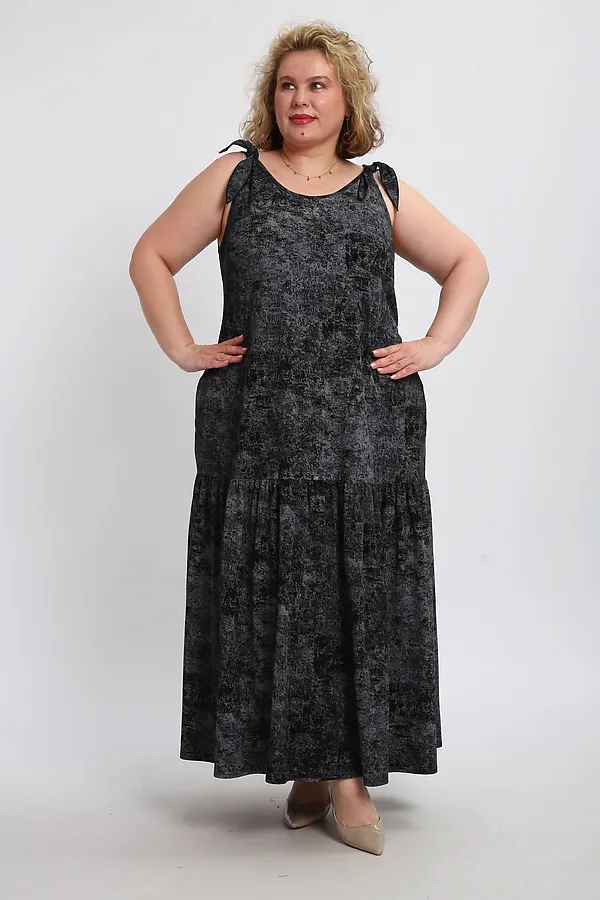 Сарафан летний длинный 002 НАТАЛИ, варенка черная - фото 2