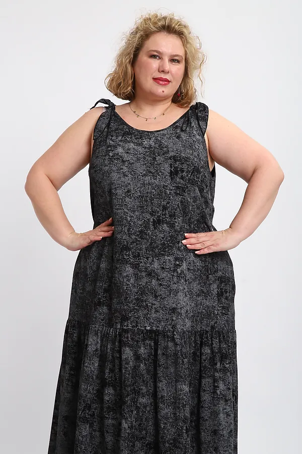 Сарафан летний длинный 002 НАТАЛИ, варенка черная - фото 2