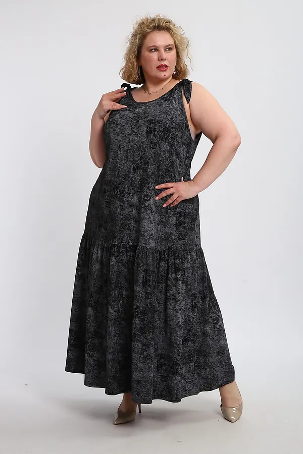 Сарафан летний длинный 002 НАТАЛИ, варенка черная - фото 2