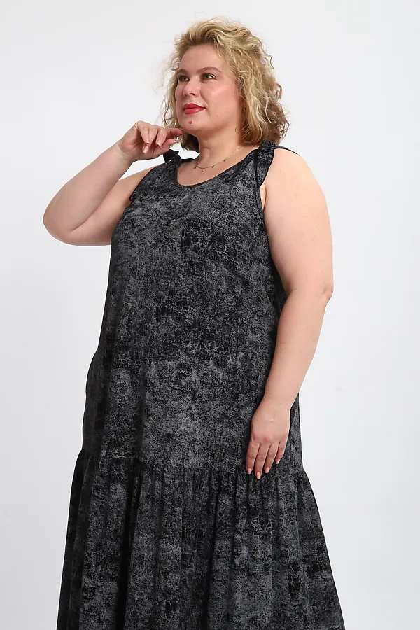 Сарафан летний длинный 002 НАТАЛИ, варенка черная - фото 2