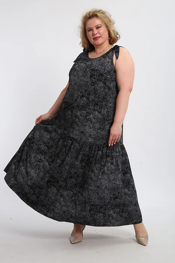 Сарафан летний длинный 002 НАТАЛИ, варенка черная - фото 2