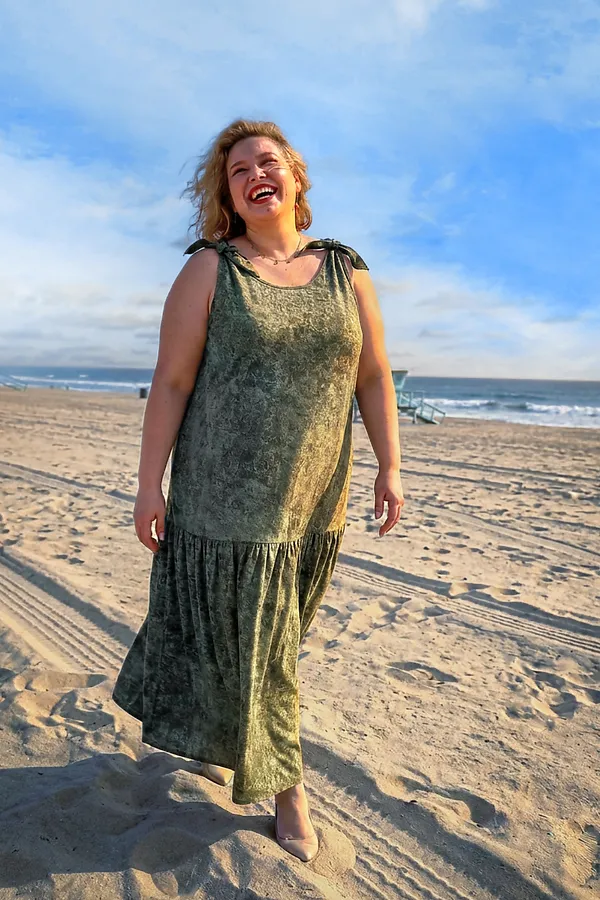 Сарафан летний длинный 002 НАТАЛИ, варенка зеленая - фото 2