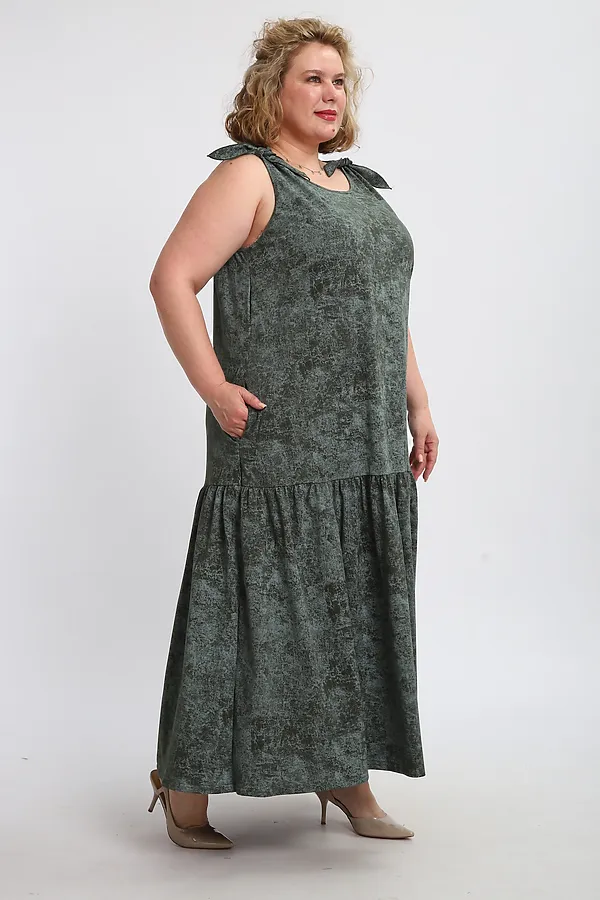 Сарафан летний длинный 002 НАТАЛИ, варенка зеленая - фото 2