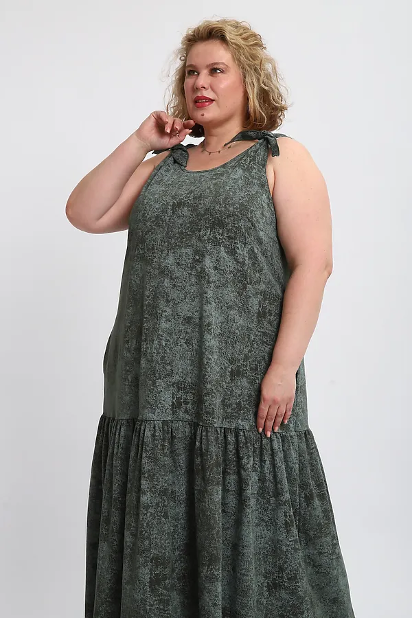 Сарафан летний длинный 002 НАТАЛИ, варенка зеленая - фото 2