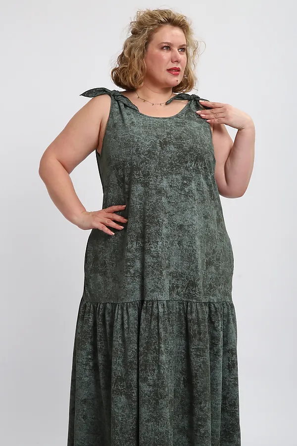 Сарафан летний длинный 002 НАТАЛИ, варенка зеленая - фото 2