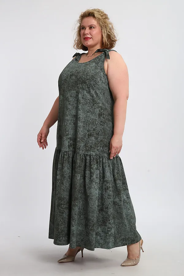 Сарафан летний длинный 002 НАТАЛИ, варенка зеленая - фото 2
