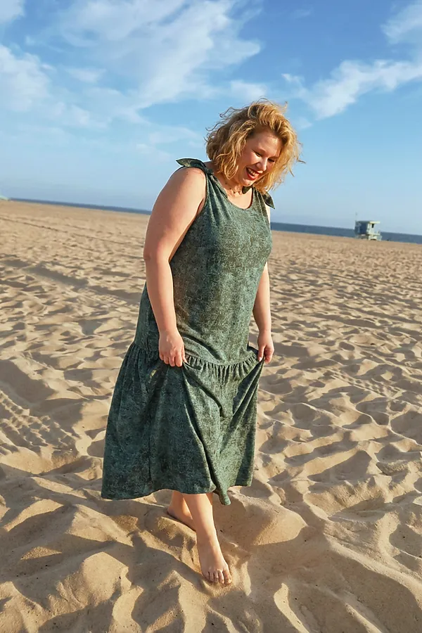 Сарафан летний длинный 002 НАТАЛИ, варенка зеленая - фото 2