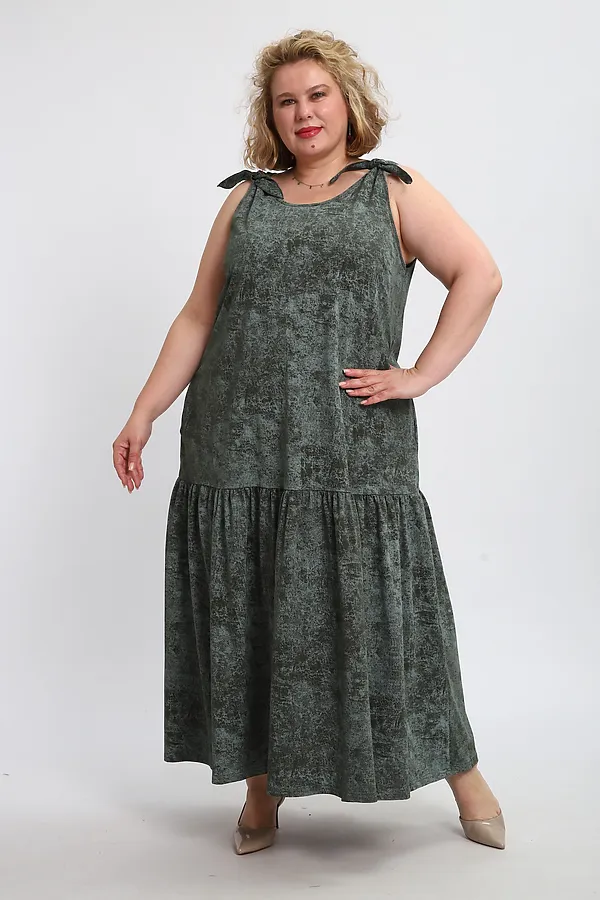 Сарафан летний длинный 002 НАТАЛИ, варенка зеленая - фото 2