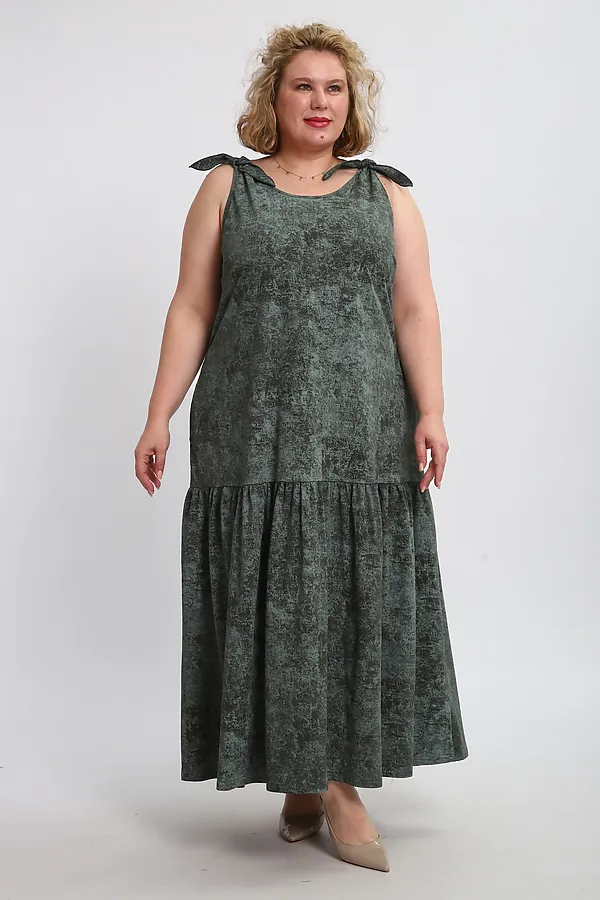 Сарафан летний длинный 002 НАТАЛИ, варенка зеленая - фото 2