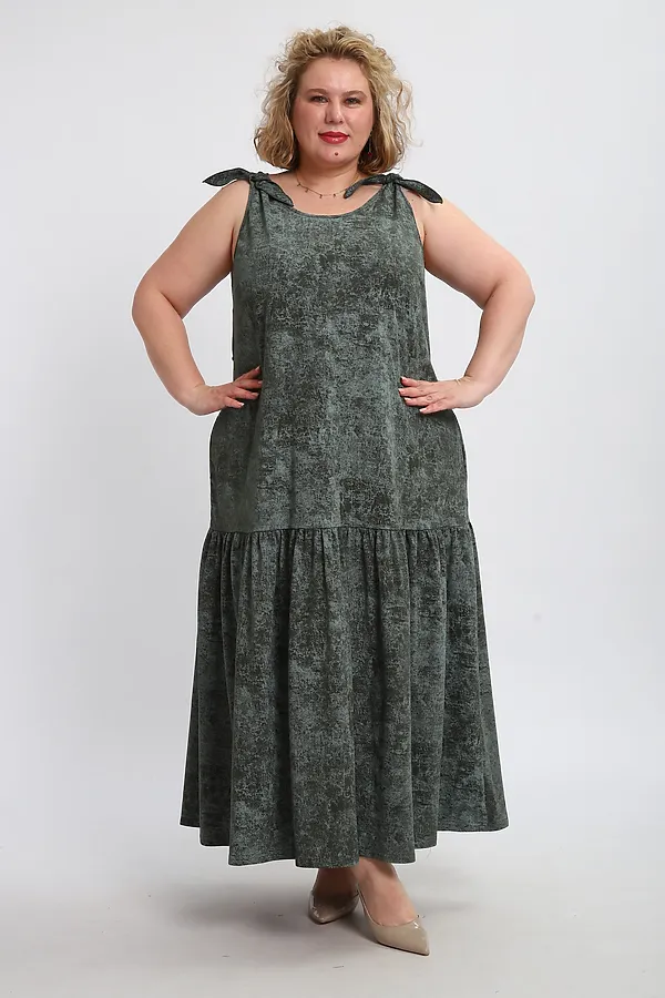 Сарафан летний длинный 002 НАТАЛИ, варенка зеленая - фото 2