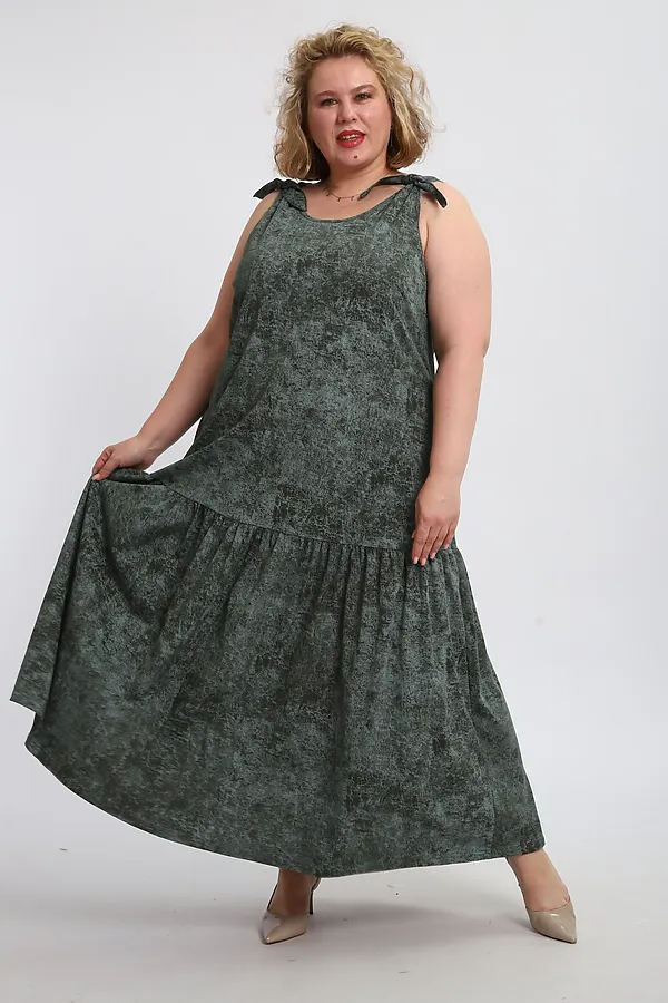 Сарафан летний длинный 002 НАТАЛИ, варенка зеленая - фото 2