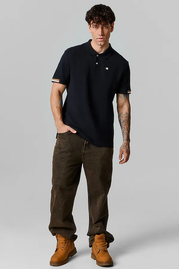 Поло мужское MARK FORMELLE, черный +печать - фото 2