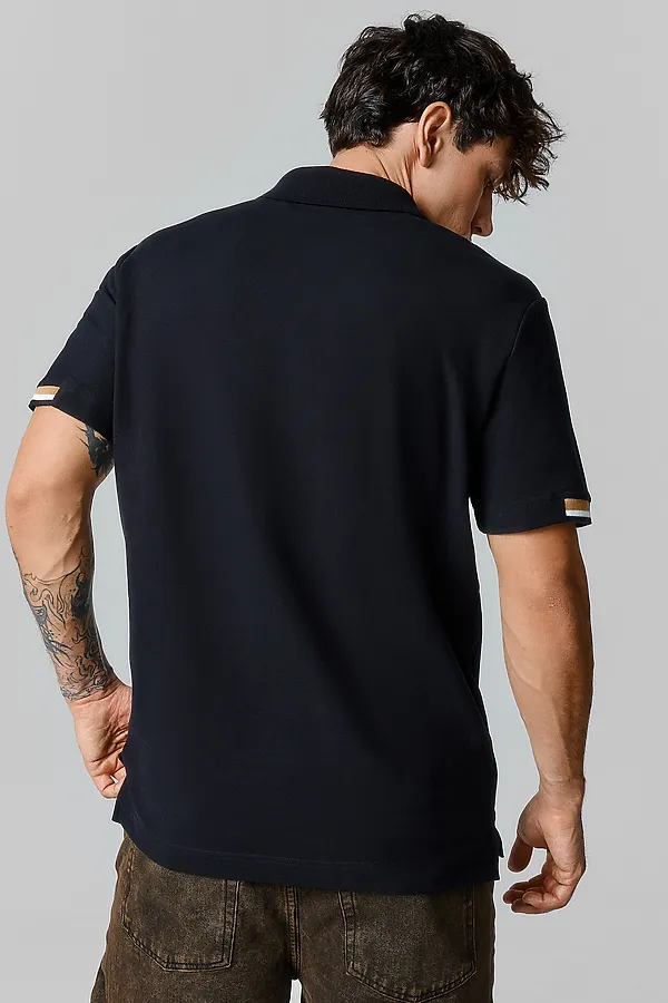 Поло мужское MARK FORMELLE, черный +печать - фото 2