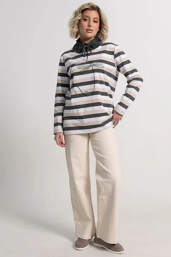 Блуза Сверкающая стрекоза LADY TAIGA, бежево-серая - фото 2