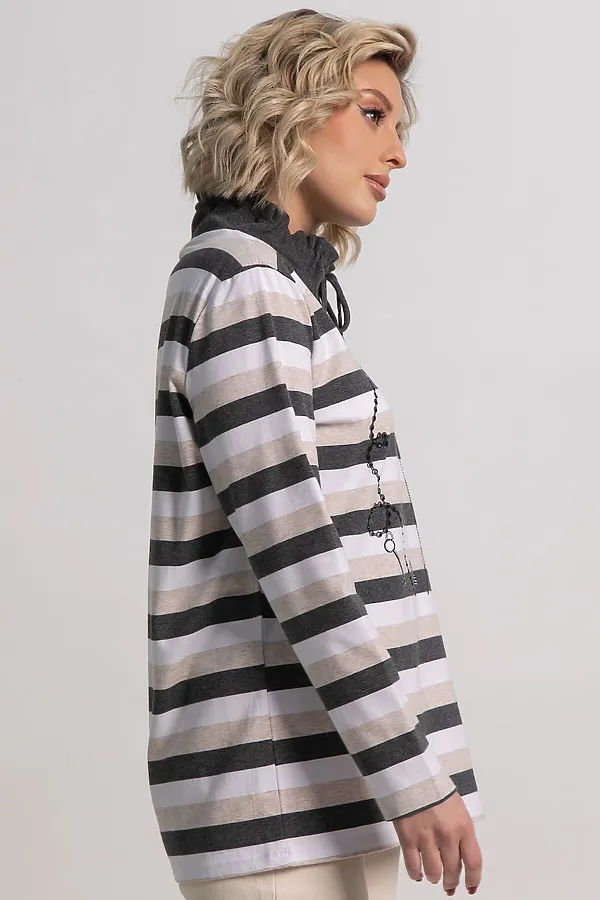 Блуза Сверкающая стрекоза LADY TAIGA, бежево-серая - фото 2