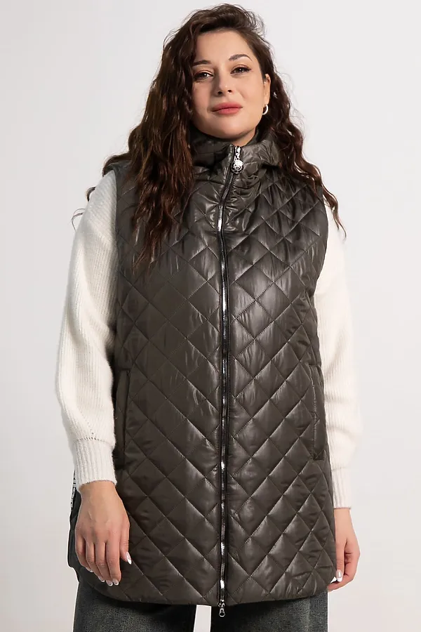 Жилет утепленный Фирменный стиль LADY TAIGA, хаки - фото 2