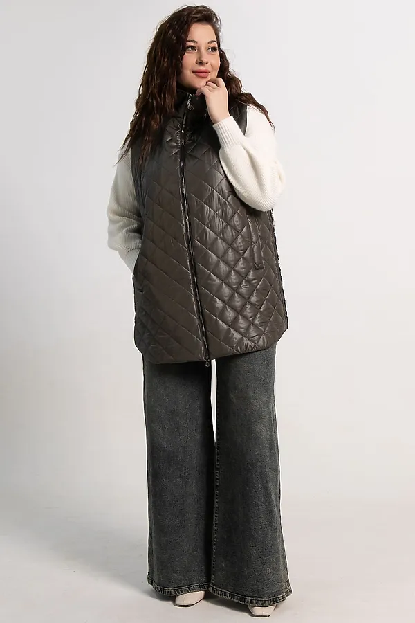 Жилет утепленный Фирменный стиль LADY TAIGA, хаки - фото 2