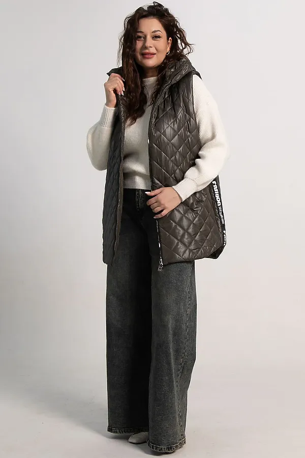 Жилет утепленный Фирменный стиль LADY TAIGA, хаки - фото 2