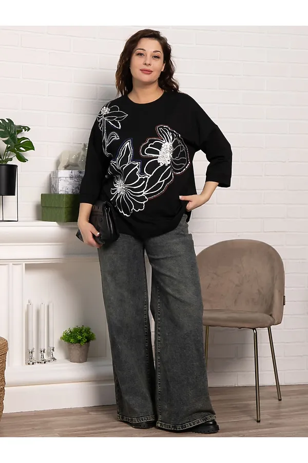 Блуза Цветочная рапсодия LADY TAIGA, черная - фото 2